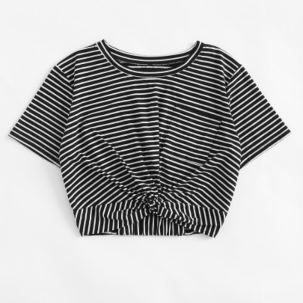 Striped Twist Front Tee